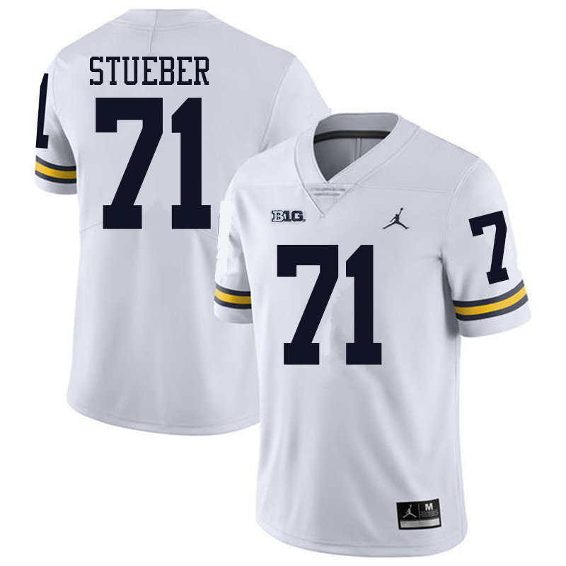Jordan Brand Men #71 Andrew Stueber Michigan Wolverines College Football Jerseys Sale-White - Click Image to Close